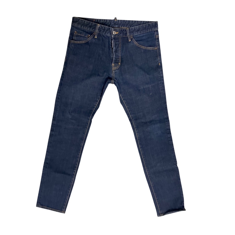 DSQUARED2 Mens Dark Indigo Blue Slim Fit Button Fly Denim Jeans Made in Italy 50